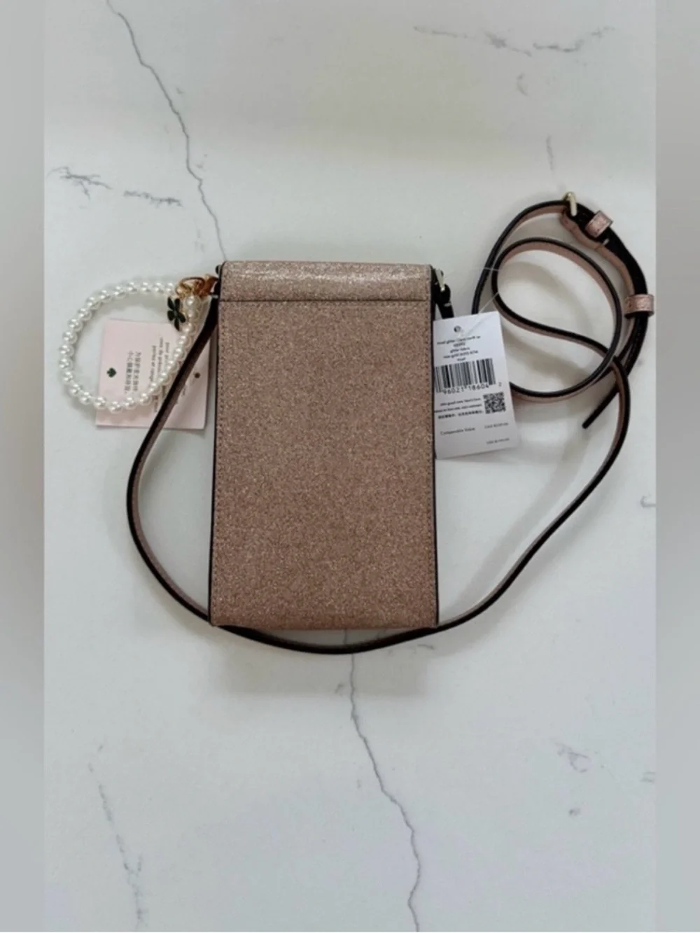 kate spade Crossbody Glitter Rose Gold! NWT in Factory Packing w/ free bag charm